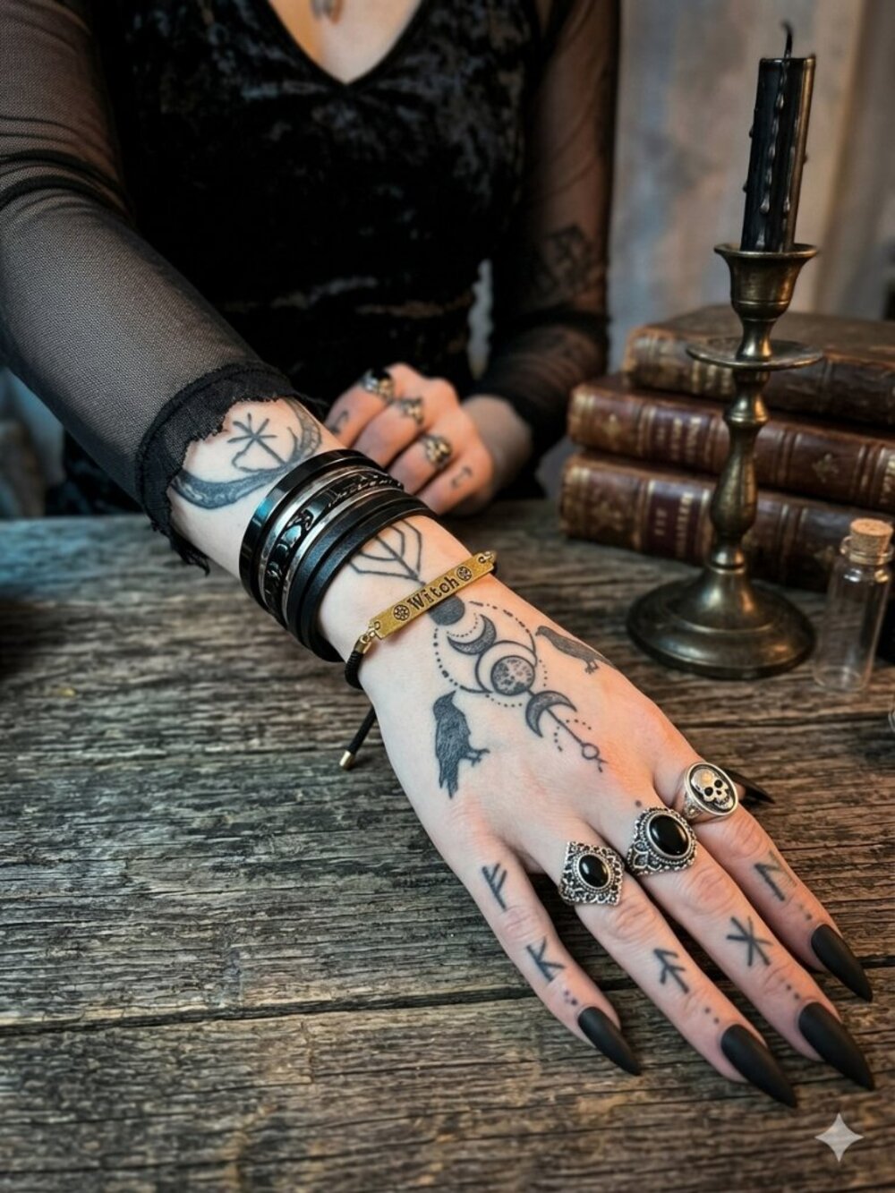 Designs by Forte "Witch" Pentacle Bar Bracelet - Nylon Twisted Cord